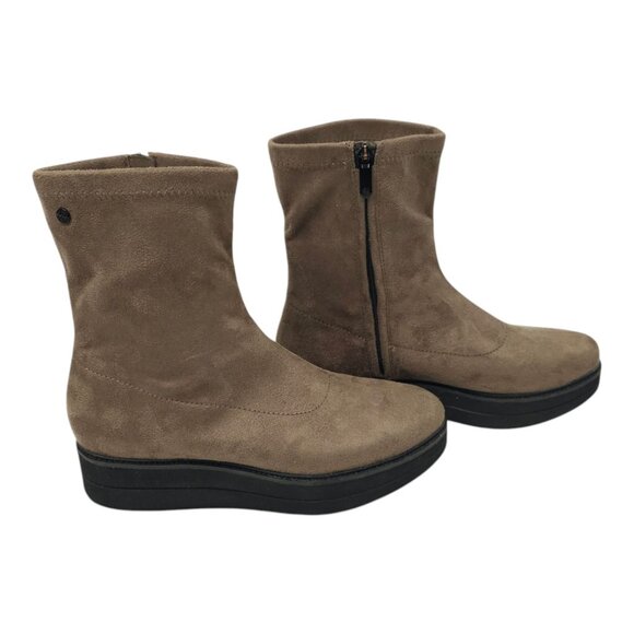 Bussola Portofino Platform Ankle Boot Womens Size US 6.5 EU 37 Side Zip Taupe - Picture 16 of 16